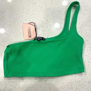 Missguided Lime Green One Shoulder Crop Top US Size 10